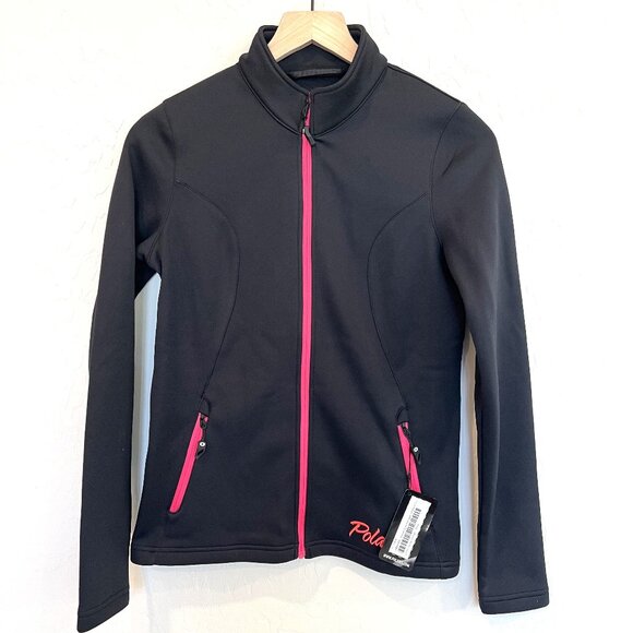 POLARIS Black Pink Womens Full Zip Mid Layer Jacket w Logo Fleece Lined Size S - Picture 1 of 6
